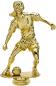 Preview: Mädchen/Damenfußballfigur in der Farbe Gold 20cm Hoch inkl. Klebeschild7Text/Logo/Montage
