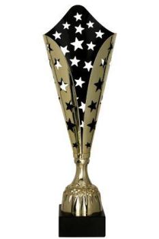 Gold/Schwarzer Metall Pokal auf Marmorsockel 6 Größen inkl.Aluschild/Schrift/Montage