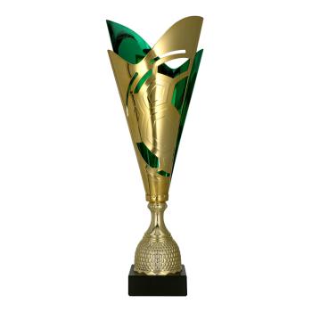 Gold/Grüner Fußballpokal auf Marmorsockel 3 Größen inkl.Aluschild/Schrift/Montage