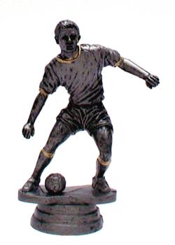 22,7cm Fußballspieler auf Marmorsockel 3 Farben zur Wahl inkl. Kunststoffaufkleber/Text/Logo/Montage