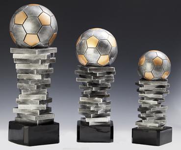 Fußball Pokal aus Resin bis 44cm hoch inkl. Aluschild/Schrift/Montage