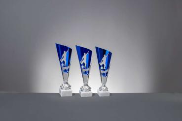 Metall Pokal auf Marmorsockel bis 33cm hoch inkl. Aluschild/Schrift/Logo/Montage