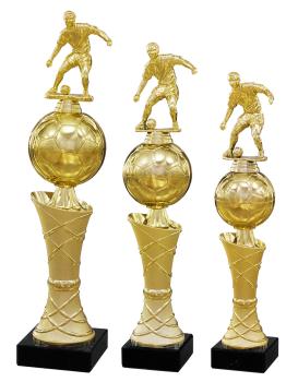 Fußball Pokal Farbe gold 3 Größen mit Spielerfigur