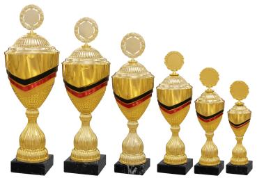 Pokal Serie Farbe gold/deutschland inkl. Aluschild/Schrift/5cm Ø Logo/Montage