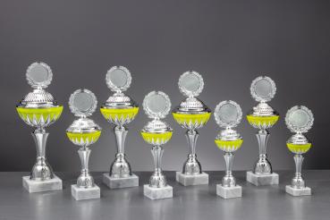 8er Pokal Serie von 25,7cm bis 38,5cm inkl. Aluschild/Schrift/Logo/Montage