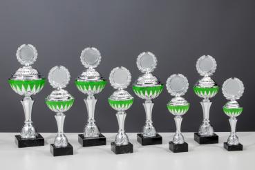 8er Pokal Serie von 25,7cm bis 38,5cm inkl. Aluschild/Schrift/Logo/Montage