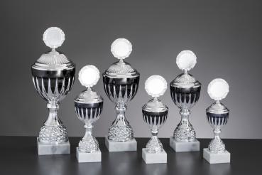6er Pokal Serie Silber/Schwarz ,großer Kelch, inkl.: Aluschild/Schrift/5cmØ Logo/Montage - Kopie - Kopie