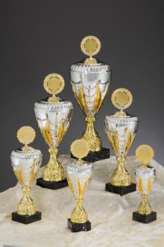 Pokal bis 50,8cm hoch Kelch/Deckel aus Metall,inkl.: Aluschild/Schrift/5cm Logo/Montage