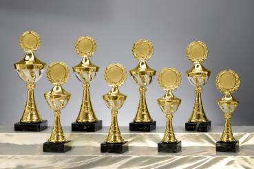 8er Pokal Serie von 26,8cm bis 37cm inkl. Aluschild/Schrift/Logo/Montage