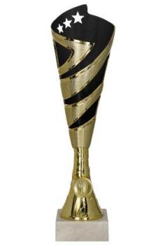 Gold/Schwarzer Pokal auf Marmorsockel 3 Größen inkl.Aluschild/Schrift/Montage