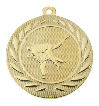 50mm Ø Medaille Karate/Judo , inkl. 10mm Band/Aufkleber/Text/Logo/Montage