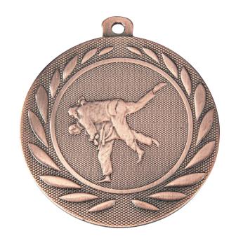 50mm Ø Medaille Karate/Judo , inkl. 10mm Band/Aufkleber/Text/Logo/Montage