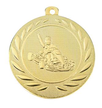 50mm Ø Medaille Kart fahren , inkl. 10mm Band/Aufkleber/Text/Logo/Montage je 1,10€