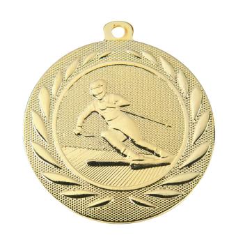 50mm Ø Medaille Ski/Slalom fahren , inkl. 10mm Band/Aufkleber/Text/Logo/Montage je 1,10€