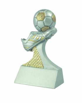 Fußball Trophäe 5,5 x 9,2cm mit Klebeetikett und Montage