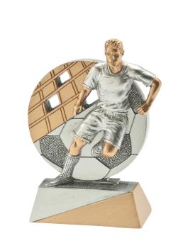 Fußball Ständerfigur aus Resin in 8x10,5cm inkl. Klebeetikett und Montage