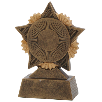 Resin Figur Pokal 8cm x 11cm braun/gold inkl. Aufkleber/Montage