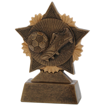 Fußball Resin Figur 8cm x 11cm braun/gold inkl. Aufkleber/Montage