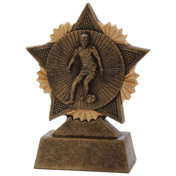 Fußball Resin Figur 8cm x 11cm braun/gold inkl. Aufkleber/Montage