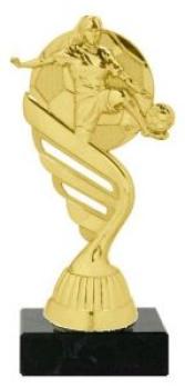 Damenfußball Trophäe 15cm hoch mit Aufkleber/Schrift/Vereinslogo und Montage