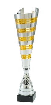 3er Metall Pokal Serie Farbe Gold/Silber bis 42,5cm inkl. Aluschild/Schrift/Logo/Montage