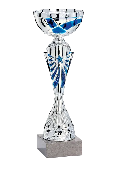 Silber/Blauer Pokal,blauer Stern,5 Größen inkl.Aluschild/Schrift/Montage