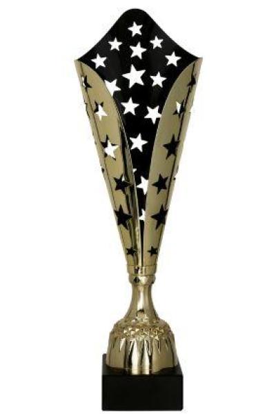 Gold/Schwarzer Metall Pokal auf Marmorsockel 6 Größen inkl.Aluschild/Schrift/Montage