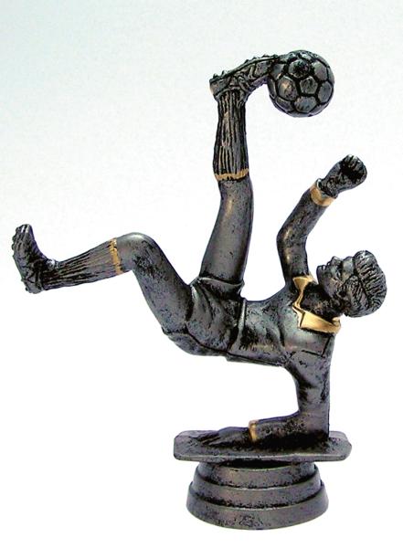 14,3cm Fußballspieler auf Marmorsockel 3 Farben zur Wahl inkl. Kunststoffaufkleber/Text/Logo/Montage