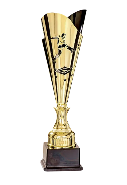 Goldener Pokal auf großem Kunststoffsockel 3 Größen inkl.Aluschild/Schrift/Montage