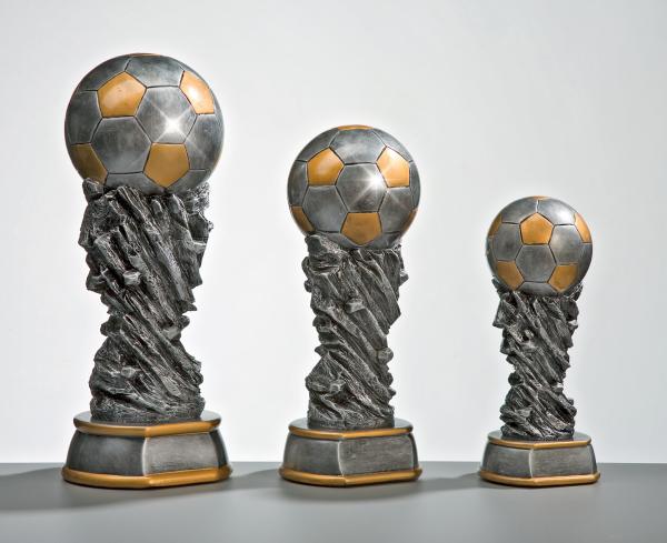Fußball Weltpokal aus Resin bis 45cm hoch inkl. Aluschild/Schrift/Montage
