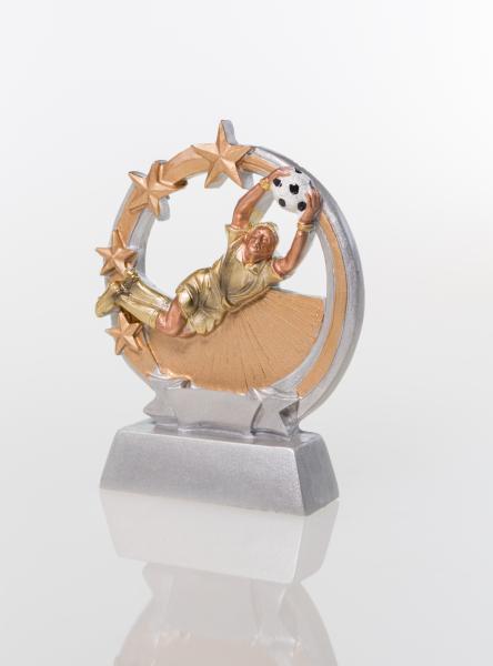 Resin Figur beste Torwartin Höhe 12,5cm inkl.Aluschild/Text/Logo/Montage