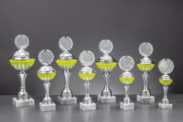 8er Pokal Serie von 25,7cm bis 38,5cm inkl. Aluschild/Schrift/Logo/Montage