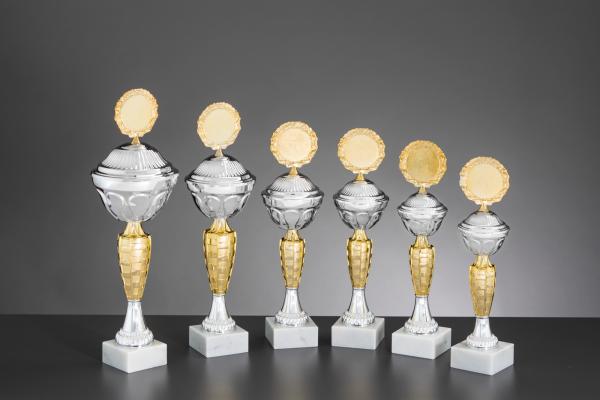 6er Pokal Serie bis 37,8cm Größe inkl. Aluschild/Schrift/Logo/Montage