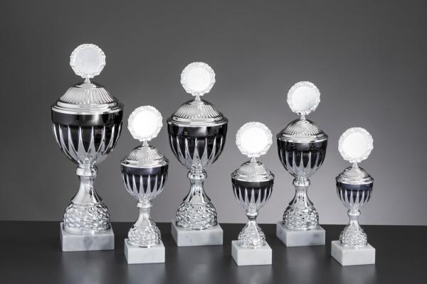 6er Pokal Serie Silber/Schwarz ,großer Kelch, inkl.: Aluschild/Schrift/5cmØ Logo/Montage - Kopie - Kopie