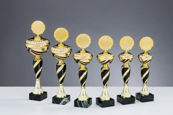 6er Pokal Serie bis 37,5cm Größe inkl. Aluschild/Schrift/Logo/Montage
