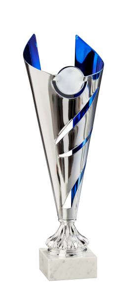 Metall Pokal auf Marmorsockel bis 43,5cm hoch inkl. Aluschild/Schrift/5cm Logo/Montage