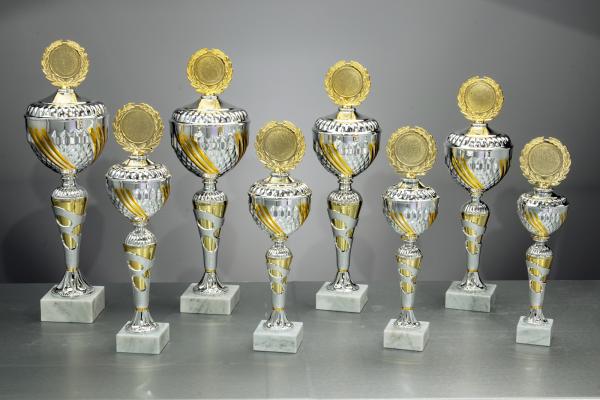 8er Pokal Serie von 33,8cm bis 47,7cm cm inkl. Aluschild/Schrift/Logo/Montage