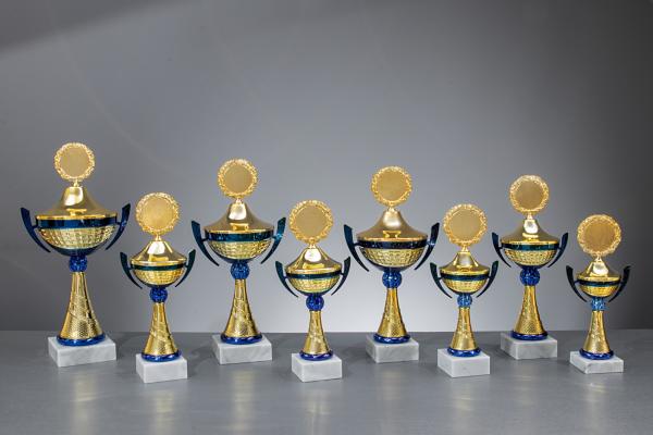 8er Henkelpokal Serie von 25cm bis 37,5cm inkl. Aluschild/Schrift/Logo/Montage