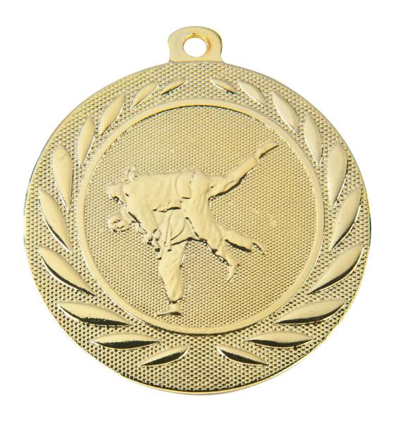 50mm Ø Medaille Karate/Judo , inkl. 10mm Band/Aufkleber/Text/Logo/Montage