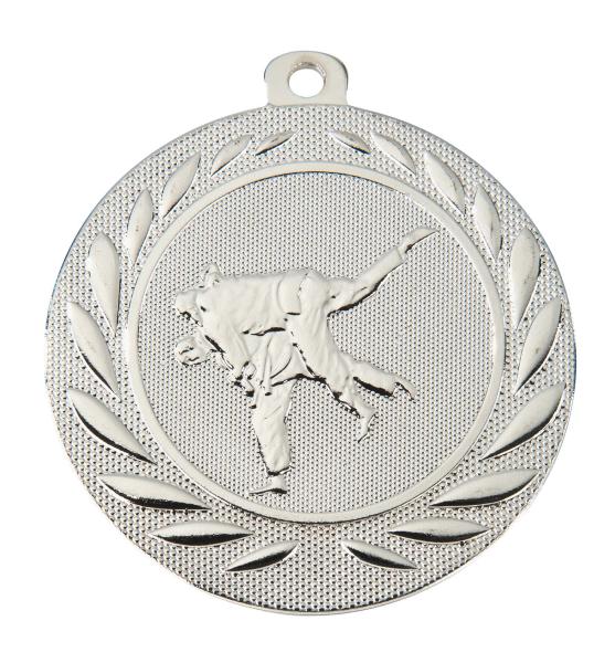 50mm Ø Medaille Karate/Judo , inkl. 10mm Band/Aufkleber/Text/Logo/Montage