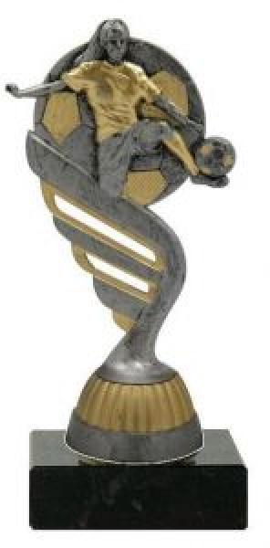 Damenfußball Trophäe 15cm hoch mit Aufkleber/Schrift/Vereinslogo und Montage