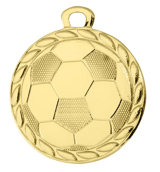 Fußballmedaille in 32mm Ø Farbe Gold mit:10mm Band,Aufkleber/Schrift und Montage 0,85€