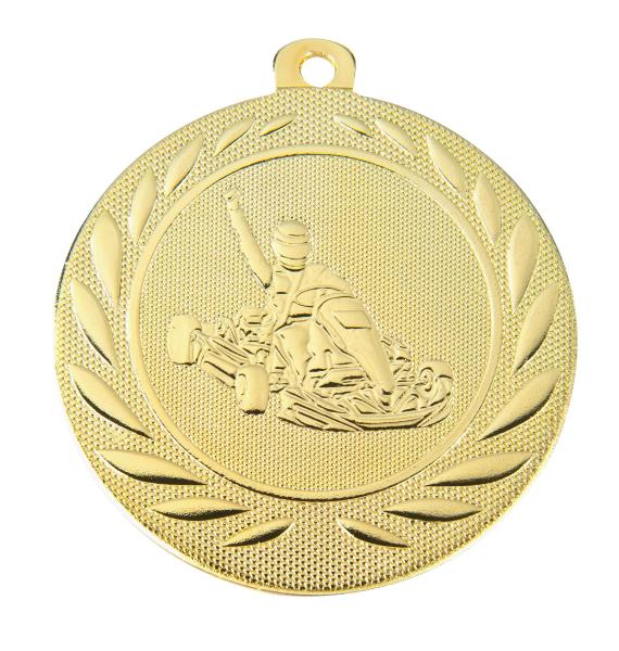 50mm Ø Medaille Kart fahren , inkl. 10mm Band/Aufkleber/Text/Logo/Montage je 1,10€