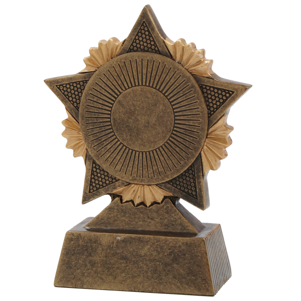 Resin Figur Pokal 8cm x 11cm braun/gold inkl. Aufkleber/Montage