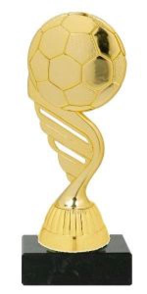 Fußballtrophäe 15cm hoch 3 Farben zur Wahl inkl. Aufkleber mit Schrift/Vereinslogo und Montage
