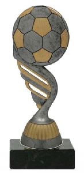 Fußballtrophäe 15cm hoch 3 Farben zur Wahl inkl. Aufkleber mit Schrift/Vereinslogo und Montage