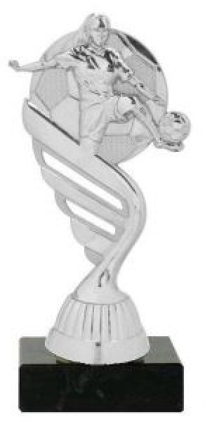 Damenfußball Trophäe 15cm hoch mit Aufkleber/Schrift/Vereinslogo und Montage