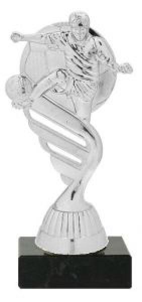 15cm große Fußballtrophäe auf Marmorsockel mit Aufkleber und Montage